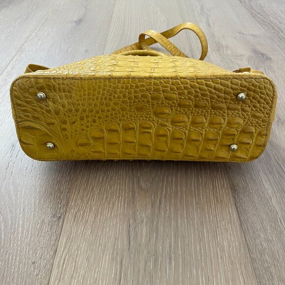 Vintage Brahmin Handbag Purse Crossbody Yellow Mini Arlo Leather Croc Gold - Picture 6 of 14